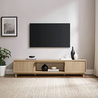 Walker Edison Arundo Fluted TV Stand for TVs up to 80 Inches, 70" TV Stand, Coastal Oak - color: Coastal Oak, size: 70" TV Stand