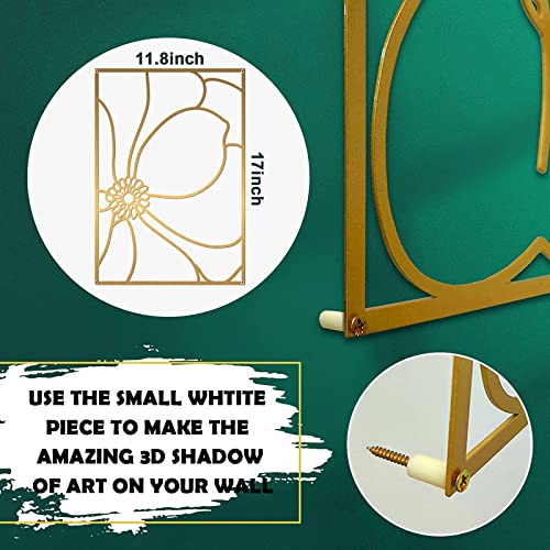 Glamativity Large 4 Pack Gold Wall Art, Minimalist Decor, Real Metal, Nature Floral Abstract, for Bedroom, Living Room, Bathroom (Gold Blossom Style, L Size 22.5 x 15.7'') - color: Gold Blossom Style, size: L Size 22.5 x 15.7''