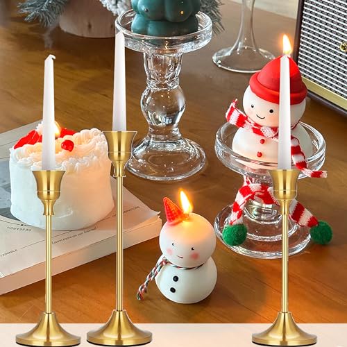 6PCS Brass Candlestick Holders Gold Candle Holders Taper Candle Holders Decorative for Thanksgiving Decor Christmas Dinning Wedding Party Anniversary - color: Gold