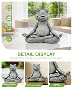 Nacome Meditating Frog Miniature Figurine, Zen Yoga Frog Statue Ornament - Indoor/Outdoor Garden & Home Decoration, 5 inch (Grey)