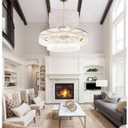 Modern Glass Chandelier Lighting Brass Chandeliers for High Ceiling Entryway Foyer Large Glass Hanging Light Fixture Grand Living Room Hall 39" - size: Large Brass (39" x 70")