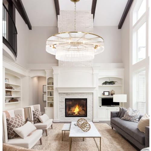 Modern Glass Chandelier Lighting Brass Chandeliers for High Ceiling Entryway Foyer Large Glass Hanging Light Fixture Grand Living Room Hall 39" - size: Large Brass (39" x 70")