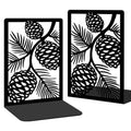 2 Pcs Decorative Metal Bookends, Pinecone Design Book Ends for Shelves Black Heavy Duty Book Stopper Suitable for Home Office School - style: Pinecone