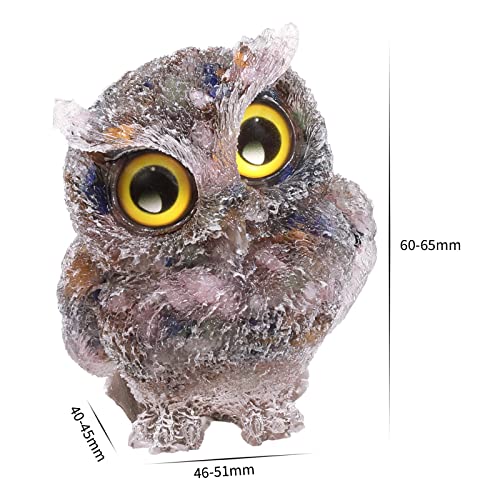 mookaitedecor Colorful Crystals Owl Statue Sculpture Stone, Carved Animals Night Owl Figurine Crystal Ornament for Desktop Office Home Decor - color: Colorful, size: 2.36 inch