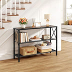 Hoctieon Industrial Console Table, 3 Tier Entryway Table, Hallway Table, Narrow Sofa Table with Shelves, Entrance Table for Entryway, Living Room, Foyer, Hallway, Office, Grey - color: Grey