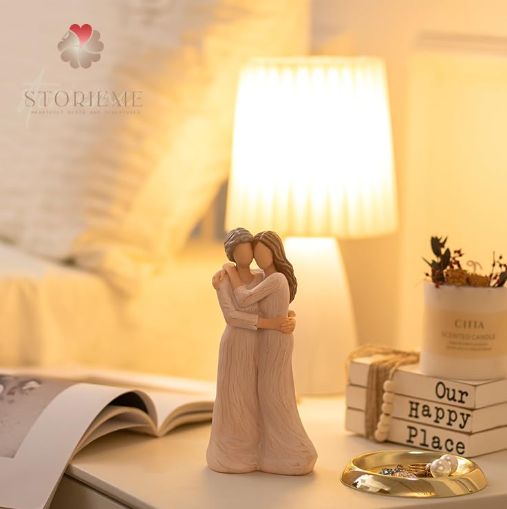 Storieme Sentimental Gifts for Mom from Daughter: Mother Daughter Hugging Resin Figurines Sculpture - Mom's Gift for Birthday Mother's Day Christmas Home Decor - style: Hugging