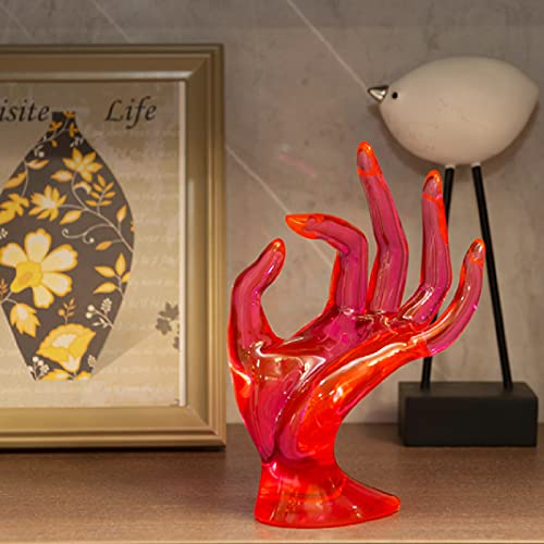 HOMEGOAL Hand Jewelry Holder, Bracelet Ring Watch Jewelry Display Holder Stand, Mannequin Hand, Polyresin, 7 Inch (Rose Red) - color: Rose Red
