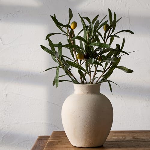 SIDUCAL Ceramic Decorative Flower Vase | 6 Inch Pottery Rustic Farmhouse Boho Vase for Home Decor, Table, Living Room, Bathroom, Shelf, Mantel Decoration, Wedding, White - color: White