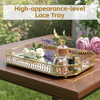 Durable Decorative Organizer for Dresser, Bedroom, Bathroom Countertops - Spacious with Handle in Your Desk Space Scratch-Resistant - Gold(Large)