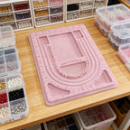 MIAO YUAN 4PCS Pink DIY Hand String Necklace Design Plates,Beaded Measuring Board Tray for Jewelry Bracelet Making,Flocking Dial Panel Tool for Beading - color: Pink