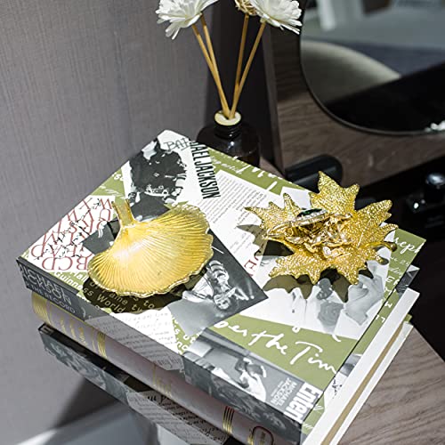 Metal Jewelry Dish, Small Leaf Shaped Ring Holder Jewelry Organizer, Trinket Dish Vanity Tray for Dresser Christmas Birthday Wedding Gifts - color: Ginkgo-Gold