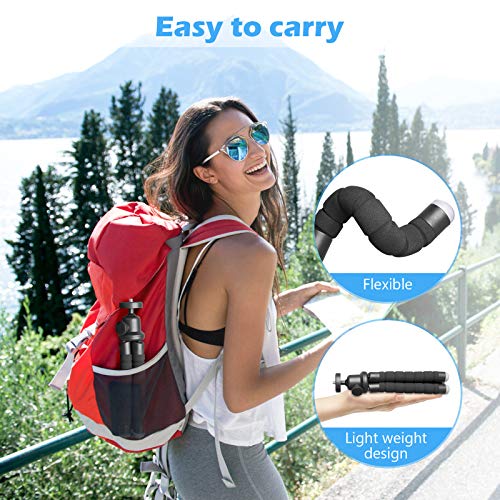 Ubeesize Phone Tripod, Portable and Flexible Tripods with Wireless Remote and Clip, Cell Phone Tripode Stand for Video Recording - color: Black, style: Standard