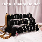 LuiceABC Bracelet Display Stand, 3 Tiers Black Velvet Soft T Bar Bracelet Holder Jewelry Watch Tower Organizer