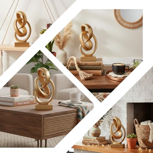 Gold Knot Decor for Coffee Table Book,Abstract Art Mid Century Modern Decor for Bookshelf Entryway TV Stand,Minimalist Knot Sculpture for Home Living Room,Centerpiece Table Decorations (Gold) - color: Gold