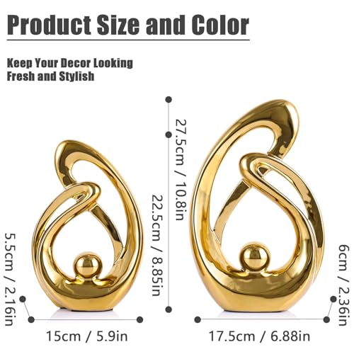 XMGZQ Home Decor Accent,Porcelain Art Mid Century Bookshelf Decorations,Gold Centerpieces for Tables,Abstract Ceramic Statue Sculpture for Coffee Table Mantel Tv Stand Centerpieces (Gold, Large) - color: Gold, size: Large