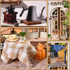 TOYQI Book Nook Kit, DIY Miniature Dollhouse Kit for Adults and Teens, Booknook Tiny House Kit Bookshelf Decoration 3D Wooden Puzzle Bookend - style: Coffee Garden