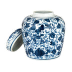 Creative Co-Op Blue & White Ceramic Ginger Jar with Lid - color: Blue & White, size: 6.5" High