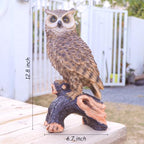 Owl Garden Statue - Perching Forest Owl on Stump Resin Figurine for Home Indoor Outdoor Garden Patio Yard Decor