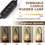 Small Candle Warmer Lamp with Timer, Adjustable Green Lamp Warmer for Jar Candles, Unique Women Gifts for Birthday, Dimmable Candle Heater, Cute Wax Warming Light with Wood Base - color: A3-green