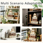 4 Pcs Farmhouse Tiered Tray Decor Home Sweet Home Rustic Wooden Tabletop Sign Neutral Heart House Shaped Shelf Mantle Kitchen Decoration Housewarming Gifts - style: Home