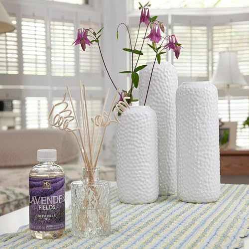 Hosley Set of 3 White Ceramic Honeycomb Vase Tall 12 Inch Medium 10 Inch Short 8 Inch High Each. Ideal Gift for Wedding Special Occasion Dried Floral Arrangements Home Office Spa - color: Honeycomb White