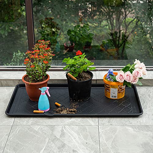 Extra Large All-Weather Boot Tray 40x20 in, Waterproof Shoe Mat with 1.25 in Raised Edge, Recycled Polypropylene Floor Protector for Entryway and Mudroom, Black - style: Black