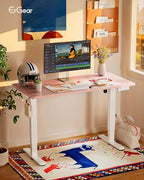 ErGear Height Adjustable Electric Standing Desk, 48 x 24 Inches Sit Stand up Desk, Memory Computer Home Office Desk, Pink - color: Pink, size: 47.2 X 23.6 Inches