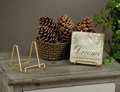 Tripar 3-Inch Gold Painted Square Book Holder/Stand, Wire Mini Easel, Small Photo Stands for Table, Display for Picture Frames, Plaques, & Plates