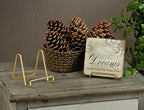 Tripar 3-Inch Gold Painted Square Book Holder/Stand, Wire Mini Easel, Small Photo Stands for Table, Display for Picture Frames, Plaques, & Plates