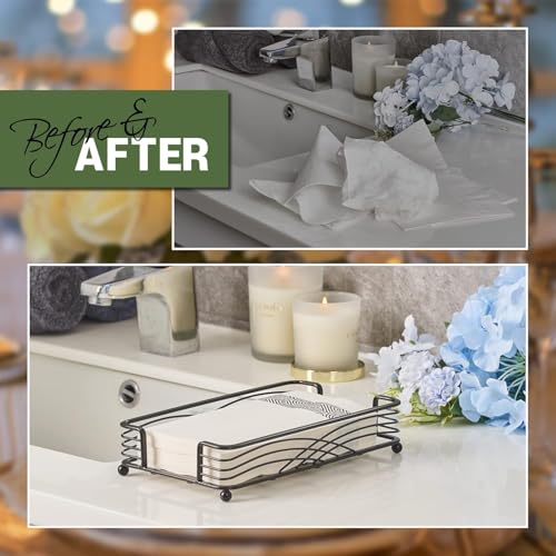 Black Guest Towel Holder Tray for Bathroom – Disposable Paper Hand Towel Holder, Rectangle Napkin Organizer for Powder Room, Modern Guest Napkin Holder for Bathroom Countertop Use - color: C - Black Napkin Holder for Bathroom, size: Guest Towel Holder