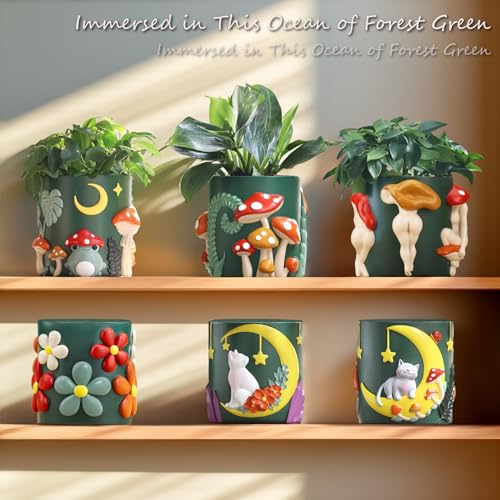 GUGUGO Unique Mushroom Lady Body Plant Pots, Cute Quirky Indoor Planters, Boho Funky Eclectic Home Decor, Mushroom Lady Butt Flower Pots, Succulent Planter, Modern Aesthetic for Decorating, Pink - color: Pink, size: 5Inch