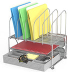 Deco Brothers Desk File Organizer with Letter Tray and 5 Upright File Stand, Silver - color: Sliver