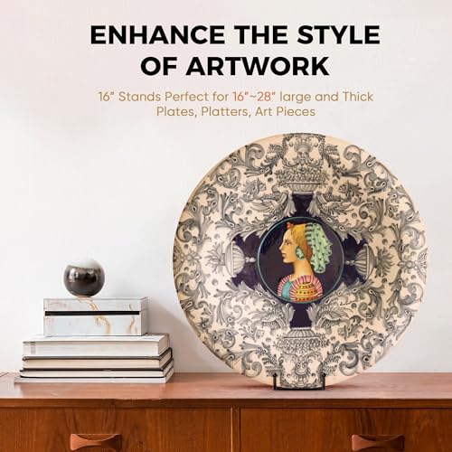 TR-LIFE 16 Inch Black Metal Plate Stand (3 Pack) - Heavy Duty Picture and Display Stand for Large Plates, Frames, Platters and Art - size: 16 Inch