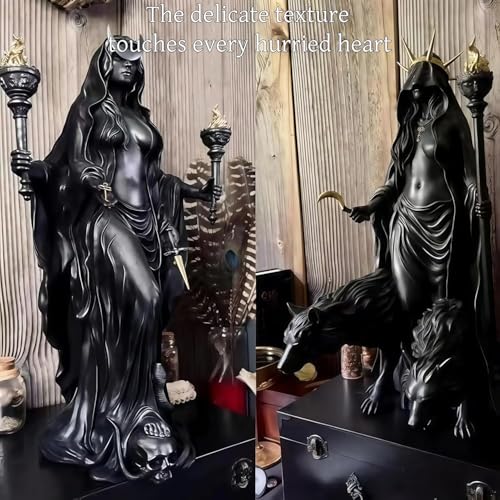 Hecate Statue,Underworld Hekate,The Witch of The Night,Hecate Greek Goddess with Her Hounds of Magic Resin Sculpture (B) - color: B
