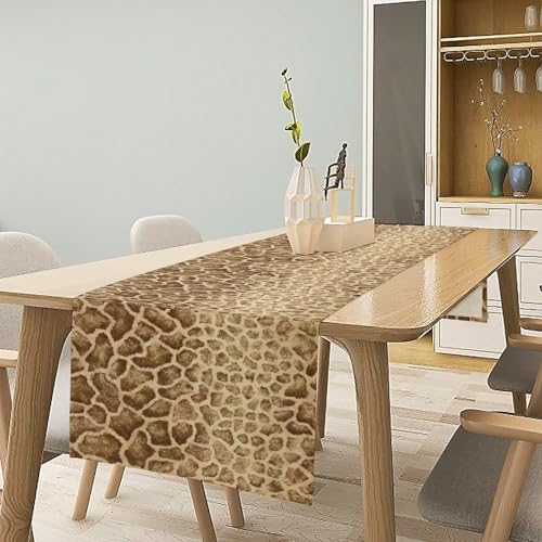 Retro Snake Pattern Table Runner African Natural Grassland Scenery Tablerunner for Kitchen Cafe Dining End Table Sofa Holiday Wedding Home Decor 13x36in - color: Fur-11, size: 13x36in