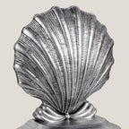 Decorative Shell Bookends, Coastal Nautical Book Ends for Shelves Desk, Resin Seashell Book Ends for Home Office Living Room Beach Decor (Silver)