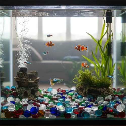 Galashield Flat Glass Marbles for Vases Multi Mix Glass Gems Beads Pebbles Vase Filler (5 LBS, Approx. 540 PCS) - color: Multi Mix, size: 5 LBS