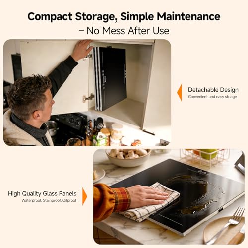 FEPPO Warming Trays for Buffets Party, Extra-Long 47"x15" 3-in-1 Modular Food Warmer with Independent Temp & Timer Control, Glass Food Warming Mat, Ideal for Catering & Gatherings - color: Black
