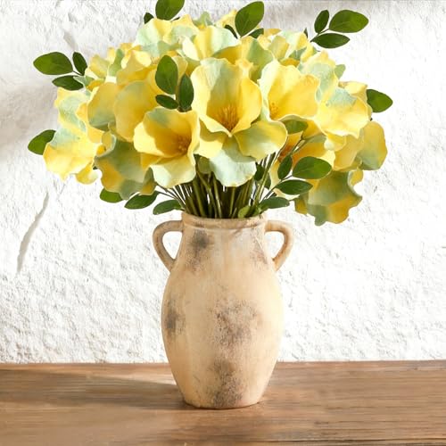 Ceramic Vintage Vase with Handles - 9.05 inch Terracotta Vase - Decorative Tall Pottery vase - Flower Vase for Home Farmhouse Decor, Dining Table, Living Room, Kitchen, Office - color: 102-9in