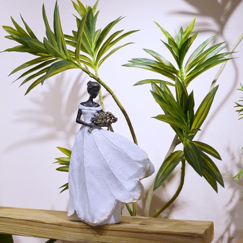 Guichifun Fairy Statue Collection Home Decoration - White Leaf Angel Girls Resin Home Decor for Outside or Inside Rustic Garden Outdoor Yard Decorations Figurines Memory Gift 7.5 x 4.5 x 11.5 Inch - color: White-flower, size: Large