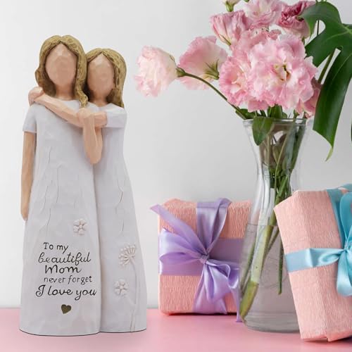 Mom Birthday Gifts from Daughter, Birthday Gift for Mom from Daughter, Valentines Day Gifts for Moms, Sculpted Hand-Painted Figurine - color: White