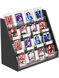 NiHome Pine Wood and Acrylic Trading Card Display Stand, 4-Tier Stepped Holder Compatible with PSA CGC BGS Graded Slabs or 35PT Cards, Stackable Tool-Free Card Organizer for Desk and Shelf