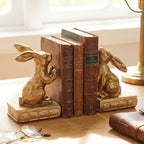 Tatuo 2 Pcs Decorative Rabbit Bookends for Shelves, Bunny Gift Book Ends for Heavy Books Animal Stopper Retriever Statues Bookends with Anti-Slip Base for Book Lover Home Bookshelf, Bronze - style: Rabbit