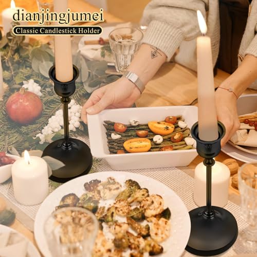 Black Candlestick Holders Taper Metal Candle Sticks Holder for Dining Table, Vintage Candelabra Tall Candle Stand for Tapered Candles, Decorative Centerpiece for Wedding Christmas Party Anniversary - color: Matte Black
