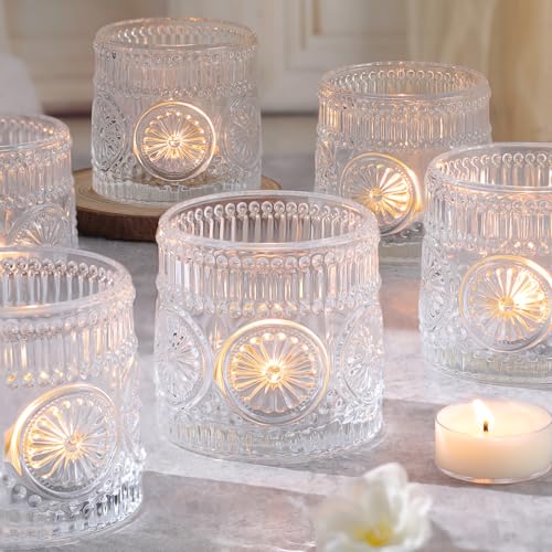 6Pcs Large Votive Candle Holders Clear Glass Tealight Candle Holders for Wedding, Table Centerpiece, Party, Birthday, Home Decor - color: Clear