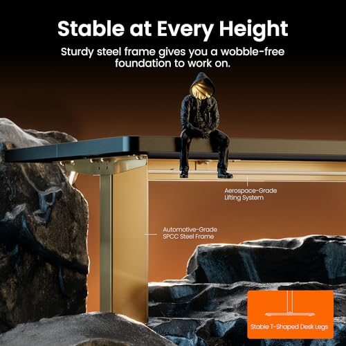 ErGear Height Adjustable Electric Standing Desk, 32 x 19 Inches Sit Stand up Desk, Memory Computer Home Office Desk, Black+Gold - color: Black+gold, size: 31.5 x 18.9 Inches