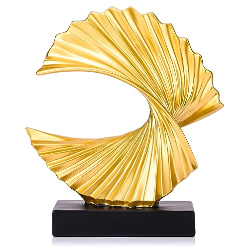 Gold Wave Sculpture,Modern Ocean Wave Home décor Accents Ornament,Resin Art Statue Home Decor Aesthetic,Shelf Decor,Coffee Table Decor Tv Stand Decor Adornos para Sala Modernos - color: Gold