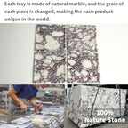Natural Marble Tray, Coffee Table, Food, Fruit, Paper Cup, Cake Display, Coffee bar, Family Gatherings, Seasonal Holiday Decoration Tray(Viola-Square-9.8"x9.8"x0.7") - color: Viola-square-9.8"x9.8"x0.7"