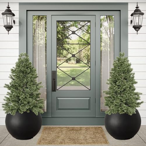 Panlaolao 17 H x 21" Dia (15" Pot Opening) Round Fiberstone Planter with Drainage Hole, Black, Indoor/Outdoor Large Plant Pot for Home Patio Garden, Planter for Christmas Tree, Ideal for Large Plants - color: Black, size: 21 Inch