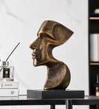 Decorative Modern Abstract Profile Sculpture, Contemporary Home Decor Resin Statue on Black Base